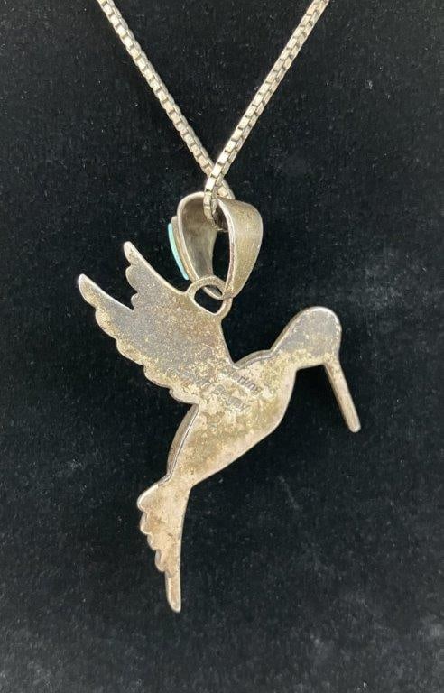 Calvin Begay Navajo Inlaid Hummingbird Necklace - 3