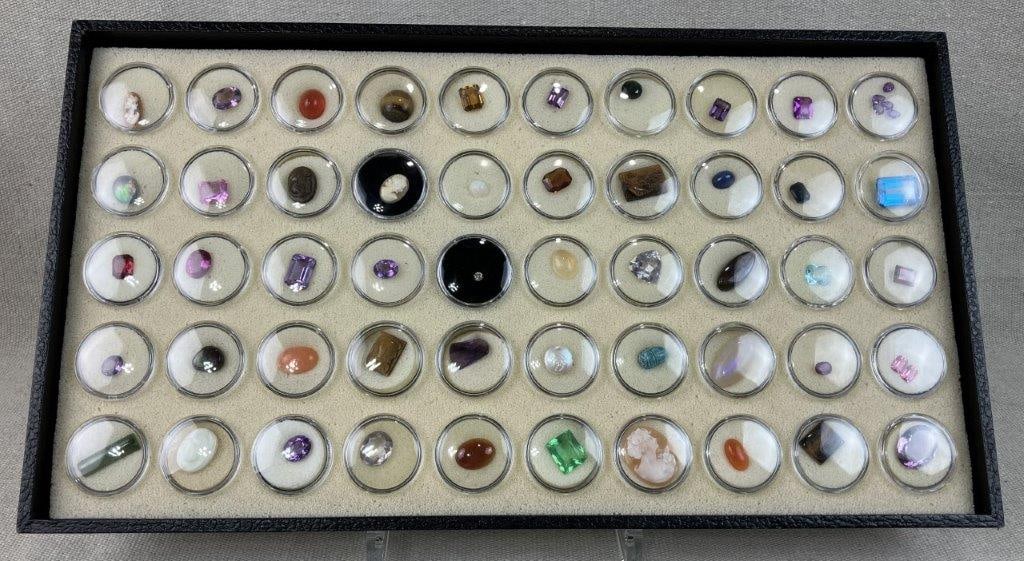 Lot of 50 Gemstones Including Precious Stones (1 of 8)
