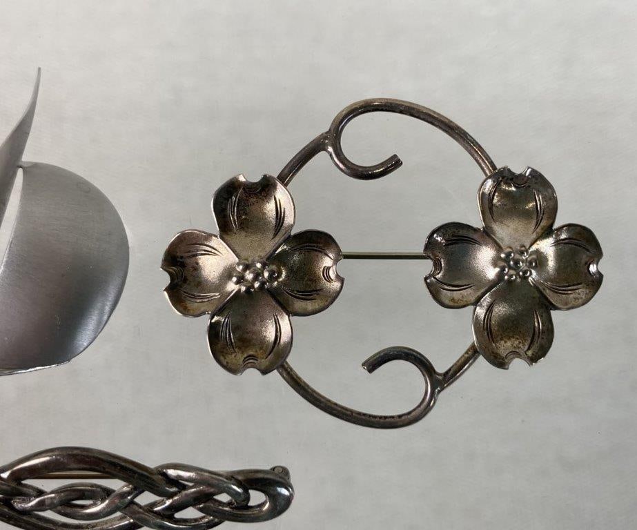 Three Sterling Silver Brooches Including Beau - 3