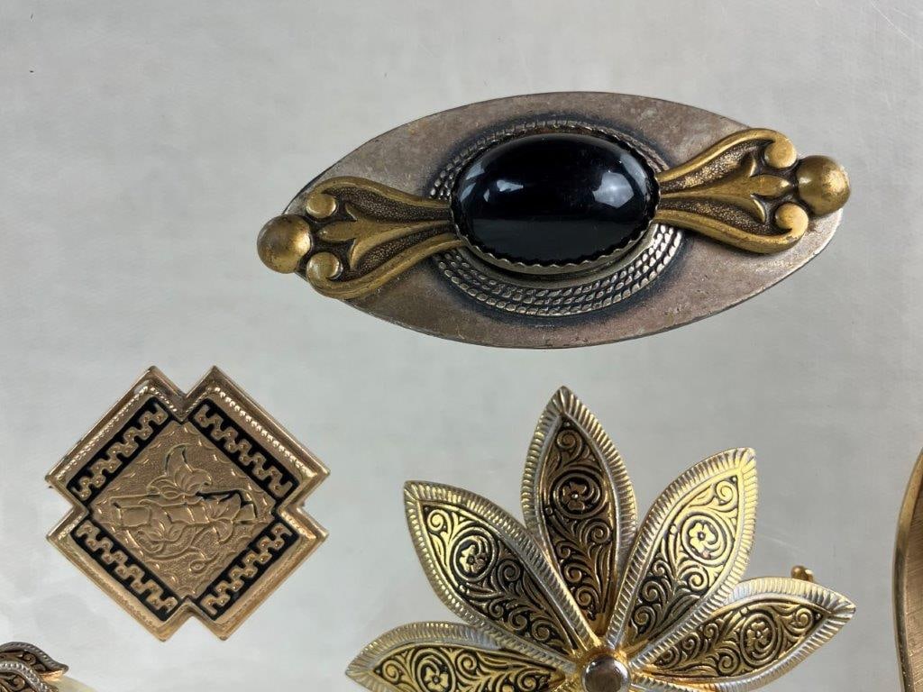 Vintage Gold-Tone Brooches Including Napier and Spanish Styles - 4