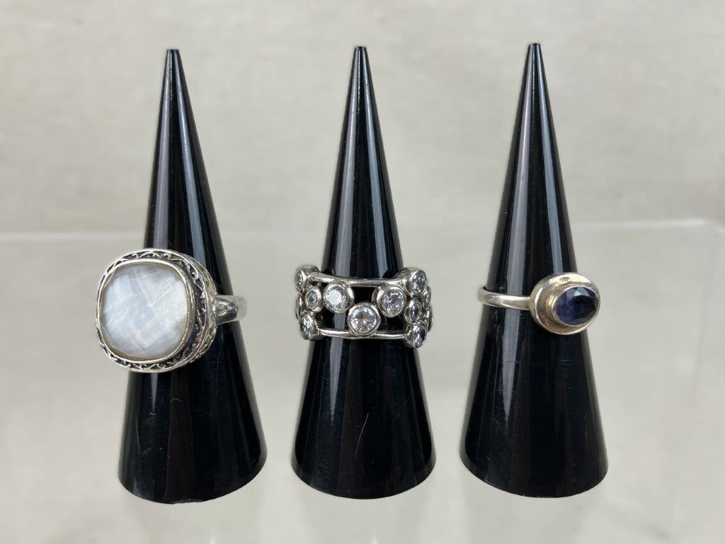 Vintage Sterling Silver Rings with Silver-tone Ring - 2