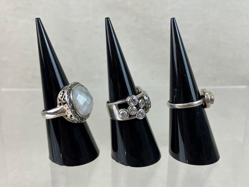 Vintage Sterling Silver Rings with Silver-tone Ring - 3