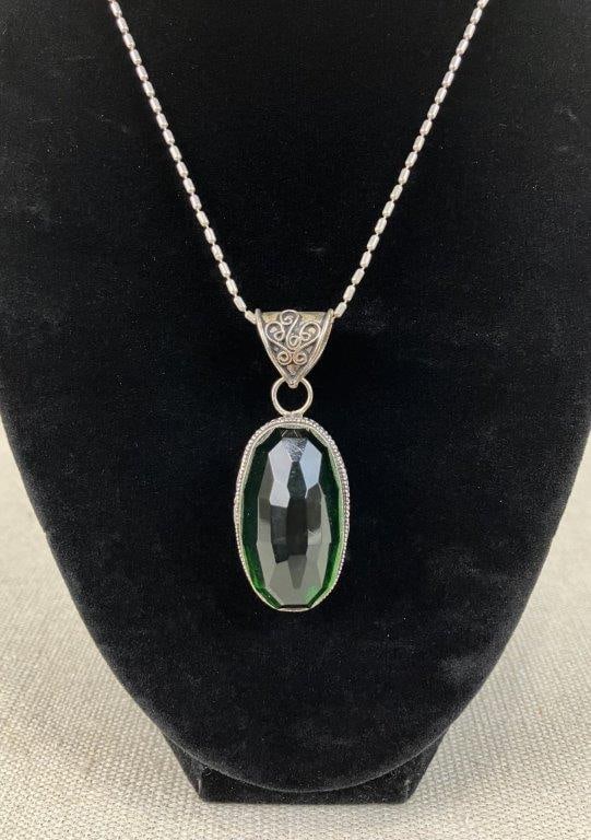 Sterling Silver Chrome Diopside Necklace - 2