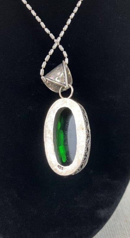 Sterling Silver Chrome Diopside Necklace - 3