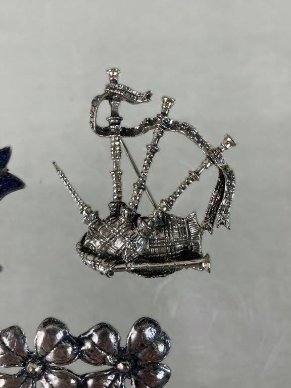 Sterling Silver Brooches Including Taxco - 2