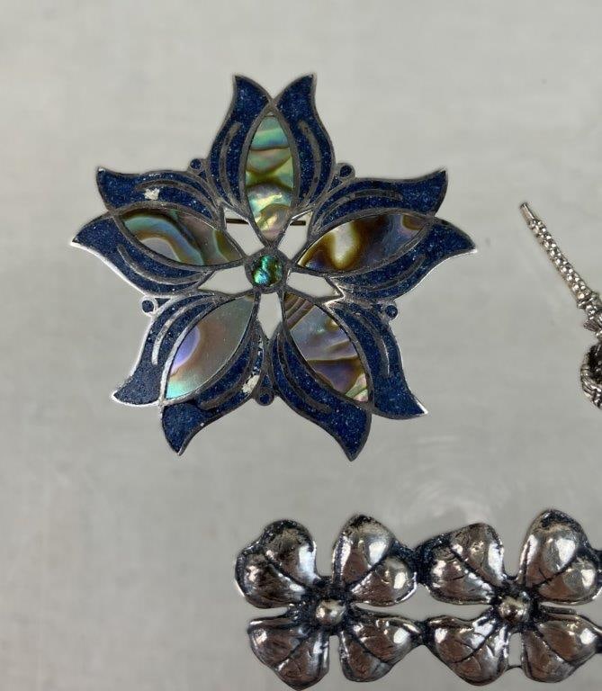 Sterling Silver Brooches Including Taxco - 3
