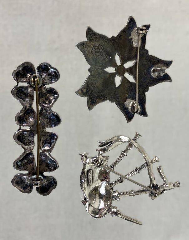 Sterling Silver Brooches Including Taxco - 5