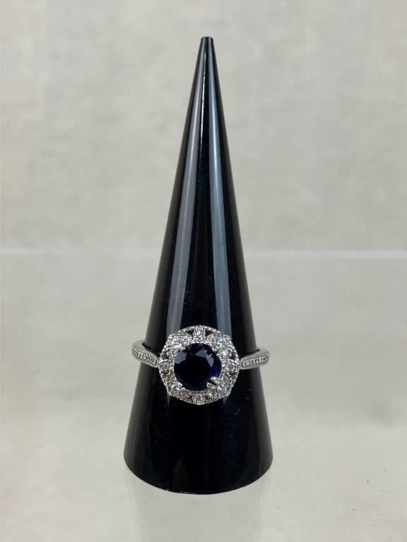 Sterling Silver Sapphire Halo Ring - 2