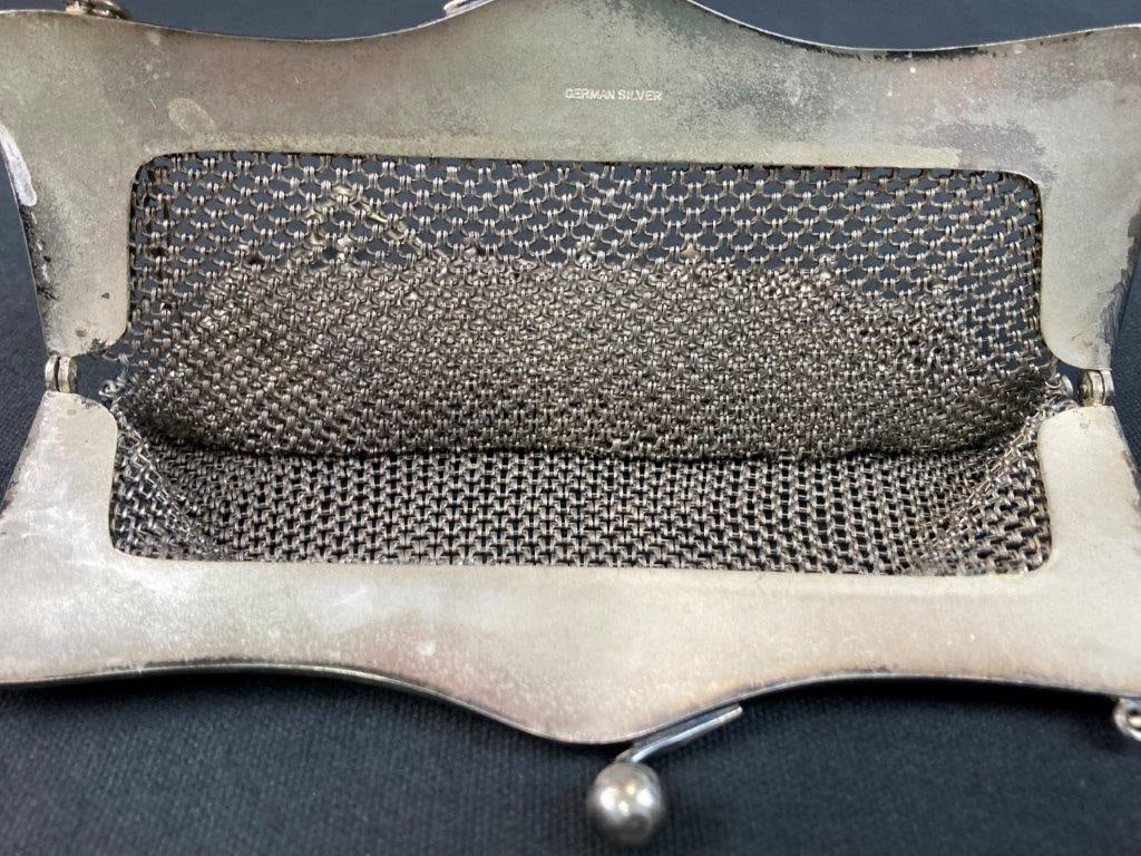 Art Nouveau German Silver Mesh Evening Bag - 5