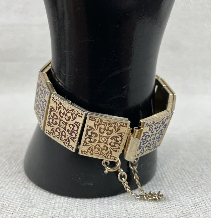 Renaissance Revival Enameled Filigree Bracelet - 6