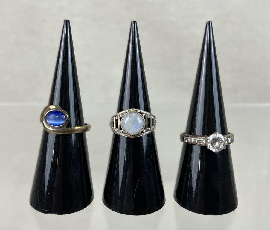 Three Sterling Silver Rings - 2