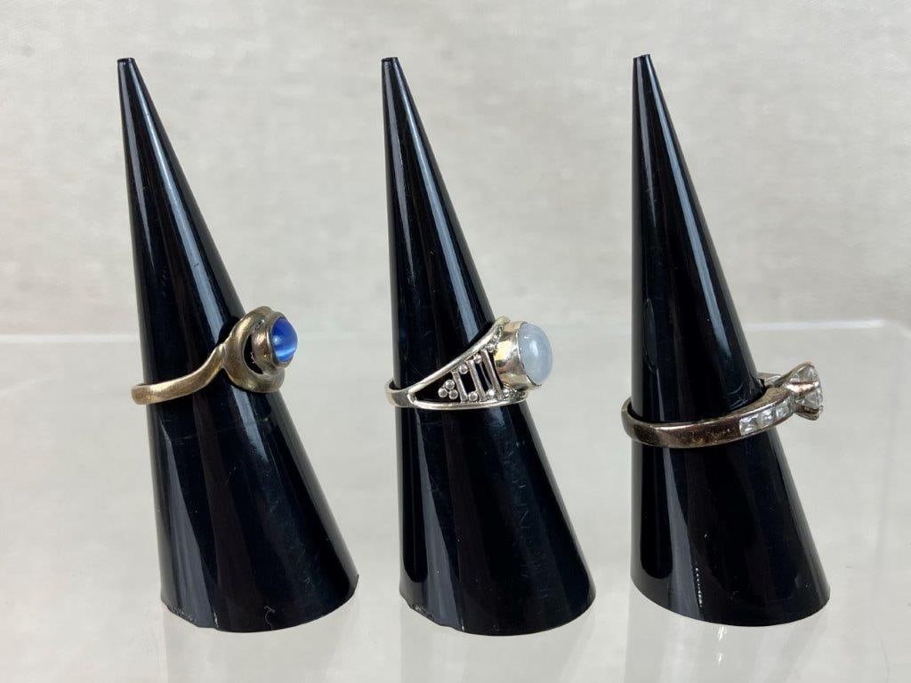 Three Sterling Silver Rings - 3