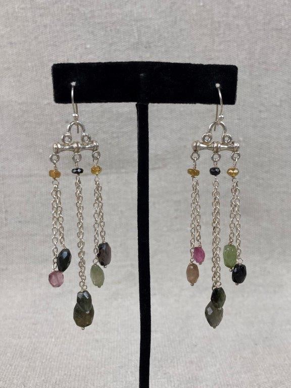 Sterling Silver Tourmaline Gemstone Earrings and Necklace - 4