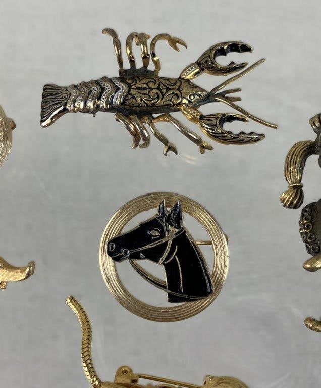 Assortment of Gold-tone Brooches Including Jonette Jewelry and Napier - 3