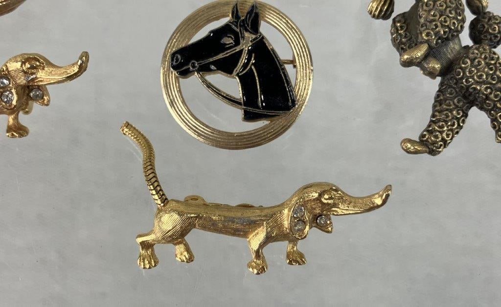 Assortment of Gold-tone Brooches Including Jonette Jewelry and Napier - 5