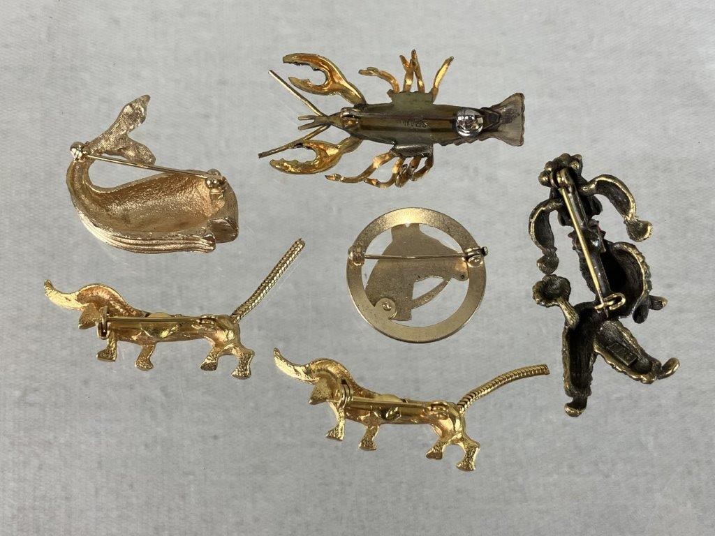 Assortment of Gold-tone Brooches Including Jonette Jewelry and Napier - 6