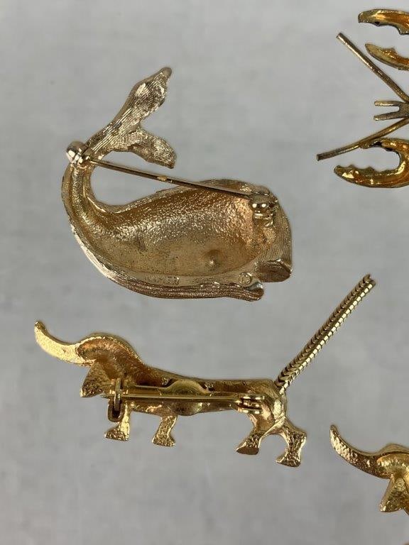 Assortment of Gold-tone Brooches Including Jonette Jewelry and Napier - 7