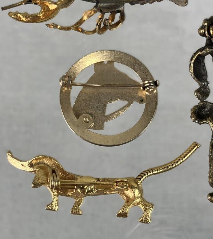Assortment of Gold-tone Brooches Including Jonette Jewelry and Napier - 9