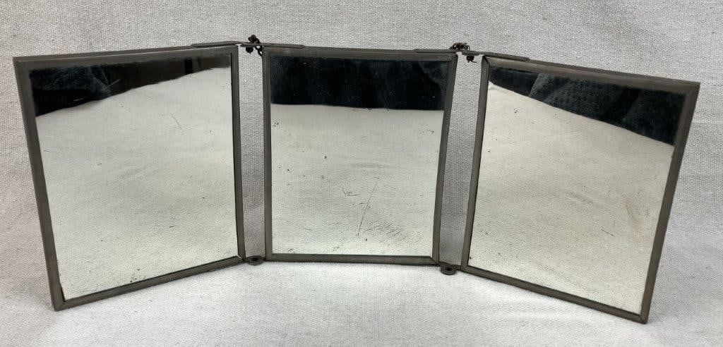 Antique Edwardian Triptych Folding Vanity Mirror - 2