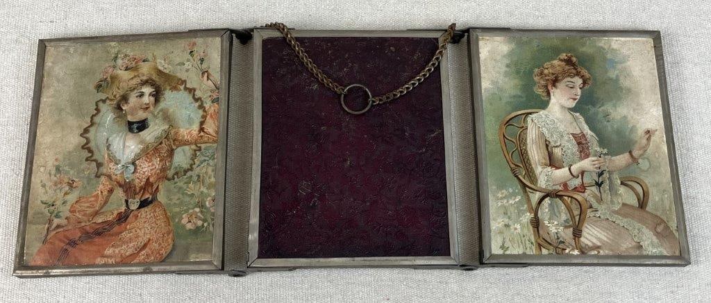 Antique Edwardian Triptych Folding Vanity Mirror - 4