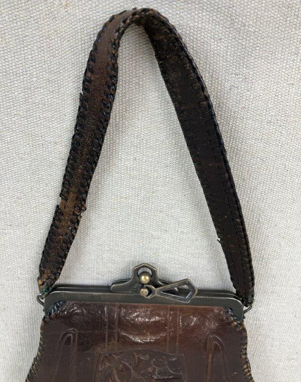 Art Nouveau Tooled Leather Purse - 11