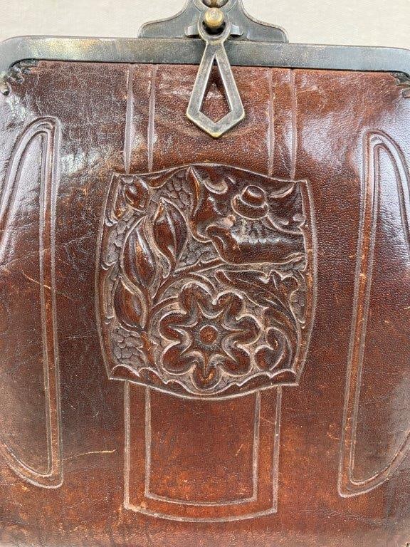 Art Nouveau Tooled Leather Purse - 2