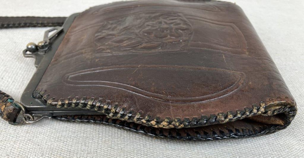 Art Nouveau Tooled Leather Purse - 9