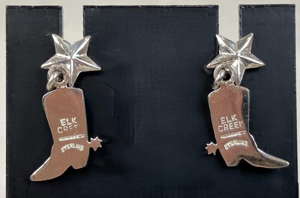 Elk Creek Sterling Silver Cowboy Boot Dangle Earrings - 4