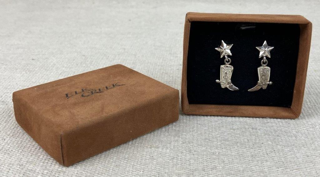 Elk Creek Sterling Silver Cowboy Boot Dangle Earrings - 5
