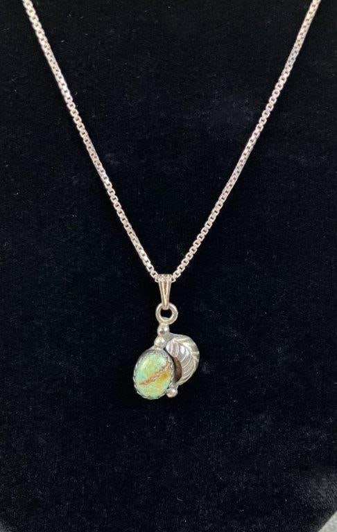 Sterling Silver Turquoise Pendant Necklace (1 of 4)