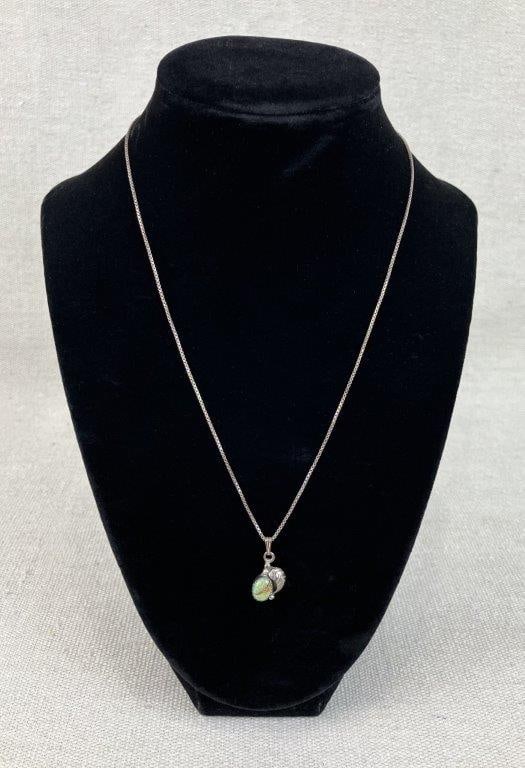 Sterling Silver Turquoise Pendant Necklace - 2