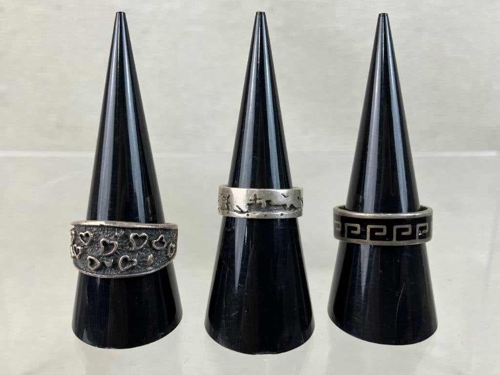 Three Vintage Sterling Silver Rings Including Jerome Begay - 2