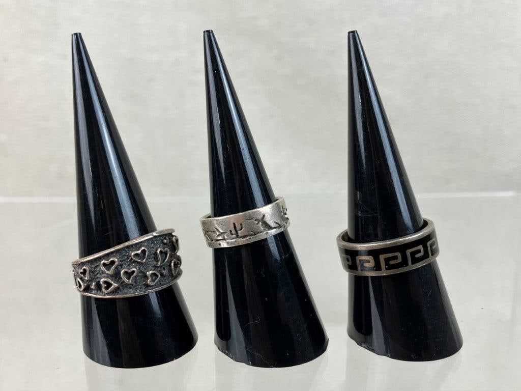 Three Vintage Sterling Silver Rings Including Jerome Begay - 3