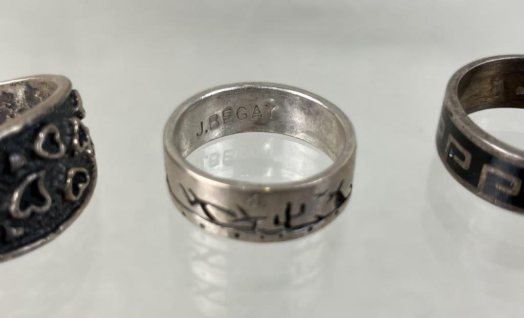 Three Vintage Sterling Silver Rings Including Jerome Begay - 5