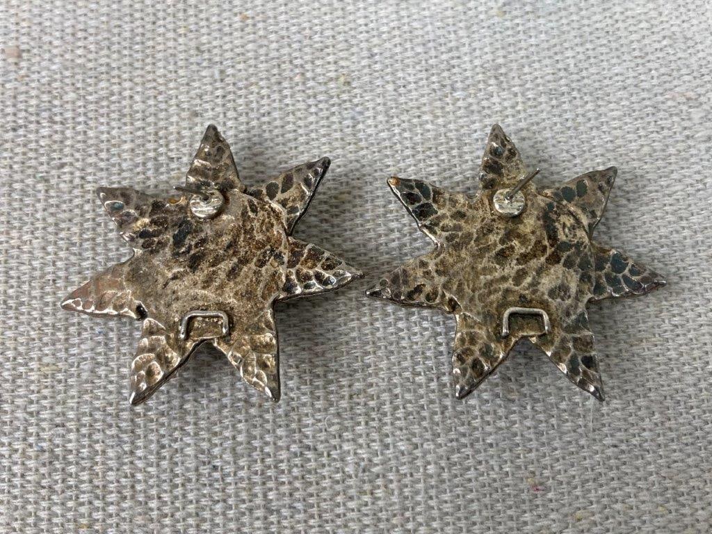 Two Pairs of Silver-tone Earrings with Brooch - 7
