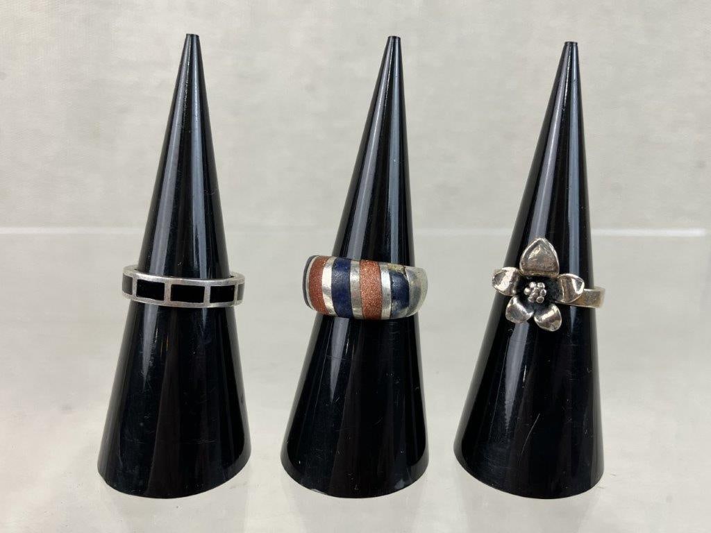 Three Sterling Silver Rings - 2