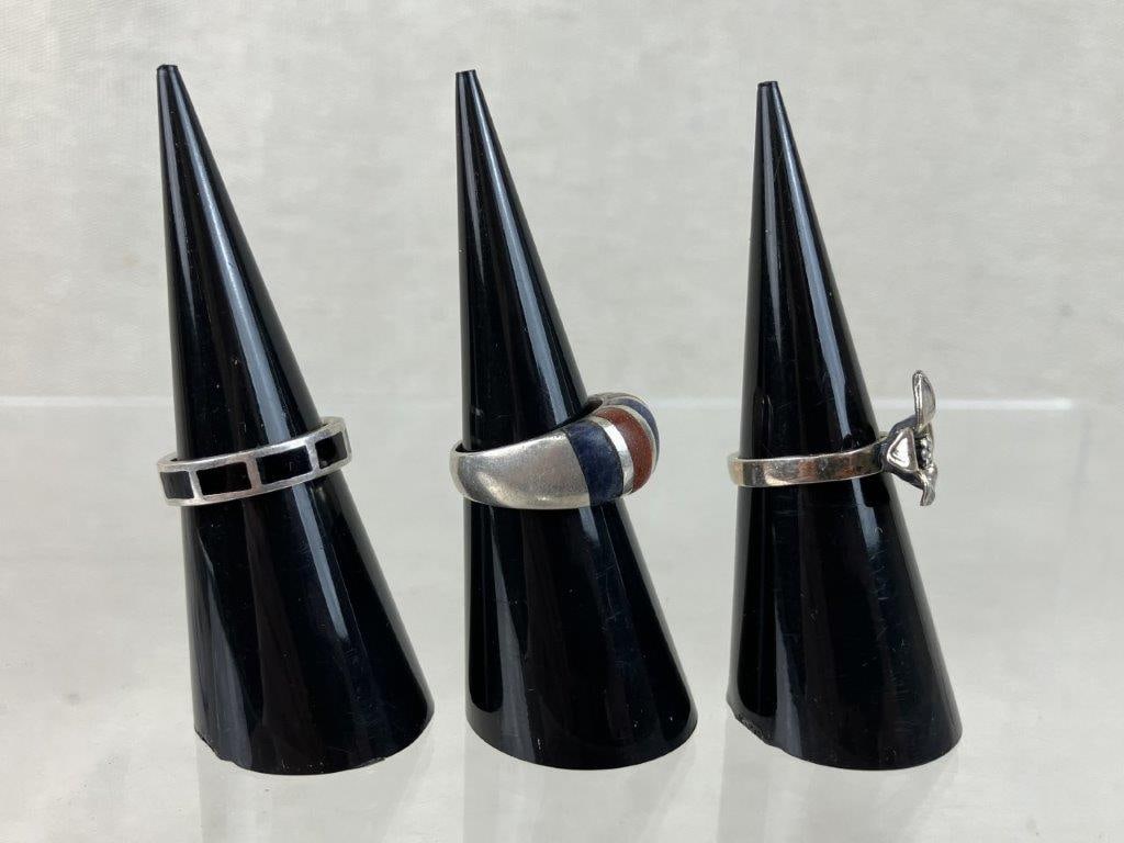 Three Sterling Silver Rings - 4