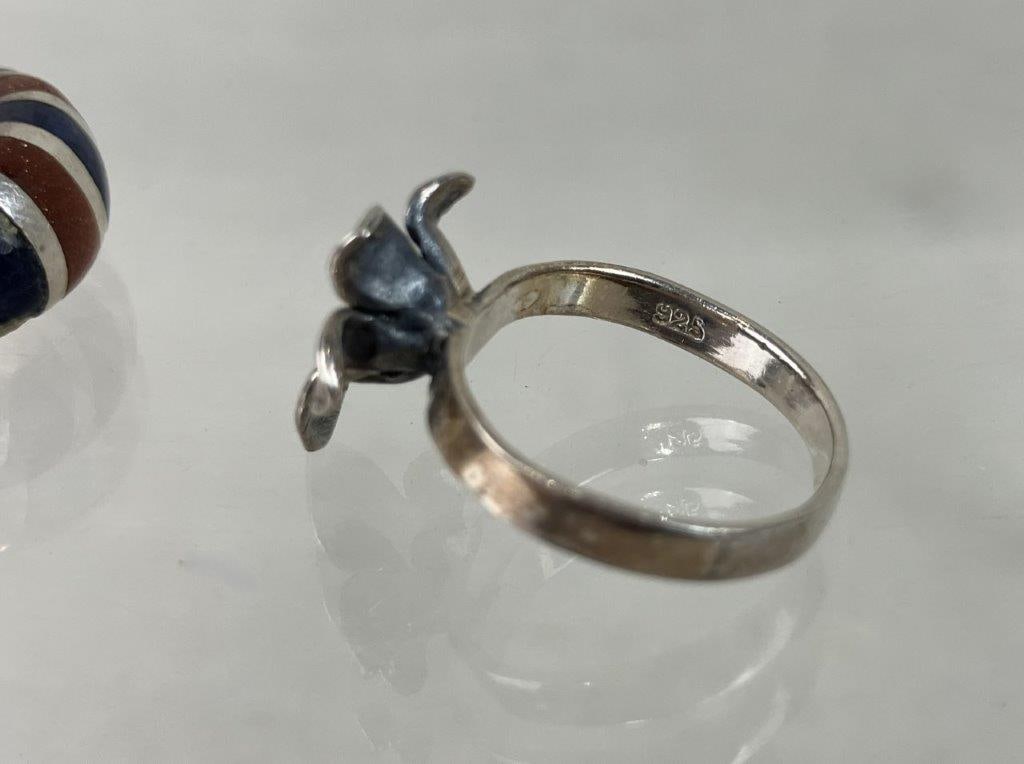 Three Sterling Silver Rings - 7