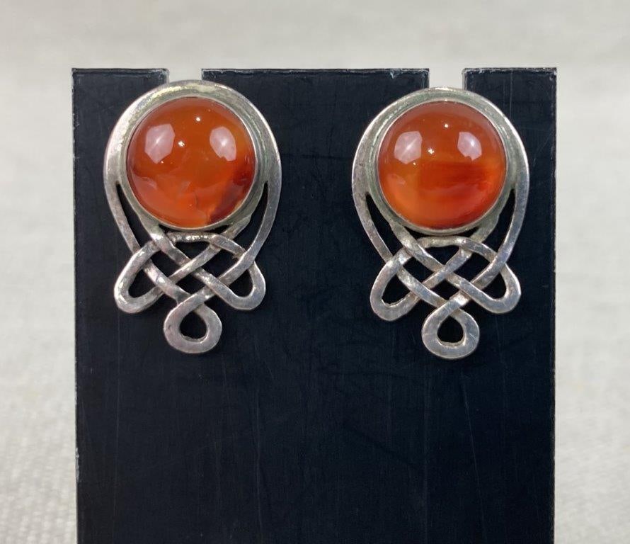 Two Pairs of Artisan Sterling Silver Gemstone Earrings - 2