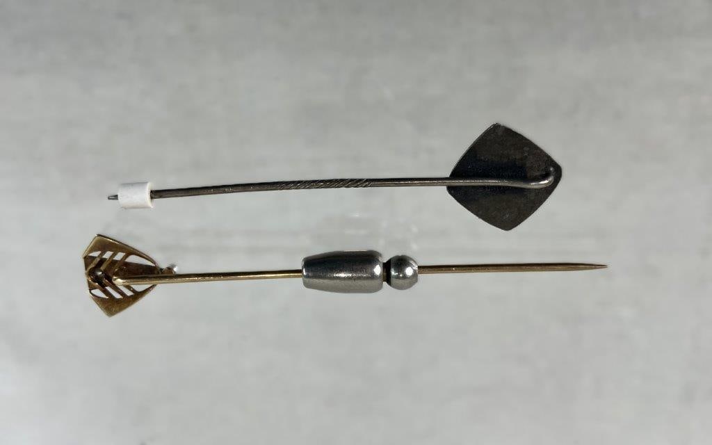 Vintage 14K Gold and Sterling Silver Stick Pins - 2