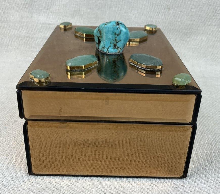 Vintage Jewelry Assortment with Mirrored Faux Turquoise Box - 17