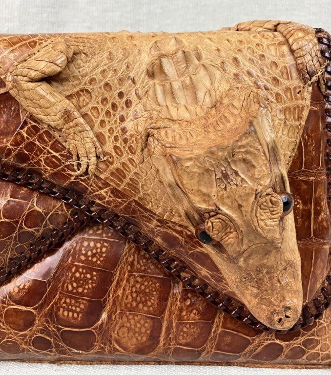 Vintage S & S Alligator Taxidermy Purse - 2