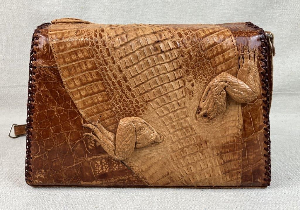 Vintage S & S Alligator Taxidermy Purse - 6