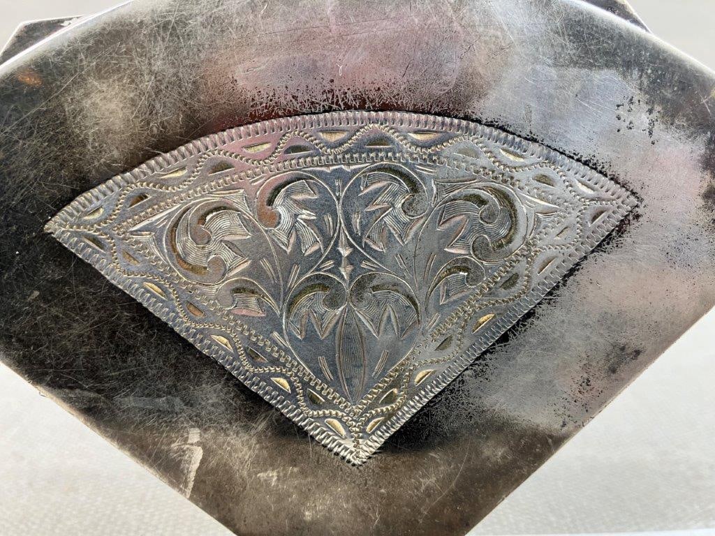 Japanese Sterling Silver Fan Powder Compact - 4