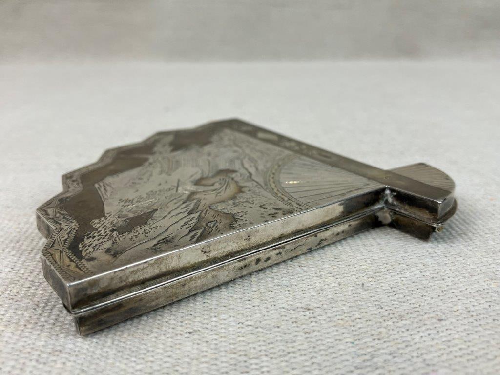 Japanese Sterling Silver Fan Powder Compact - 5