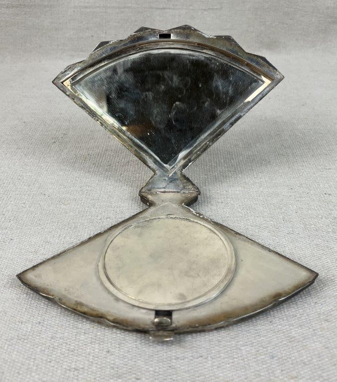 Japanese Sterling Silver Fan Powder Compact - 8
