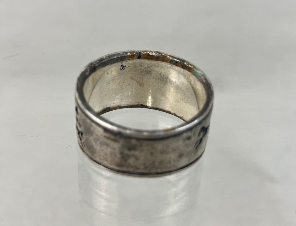 Native American Sterling Silver Running Horse Ring - 4