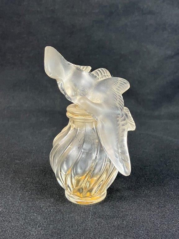 Signed Lalique Art Glass Dove Perfume Bottle - 2