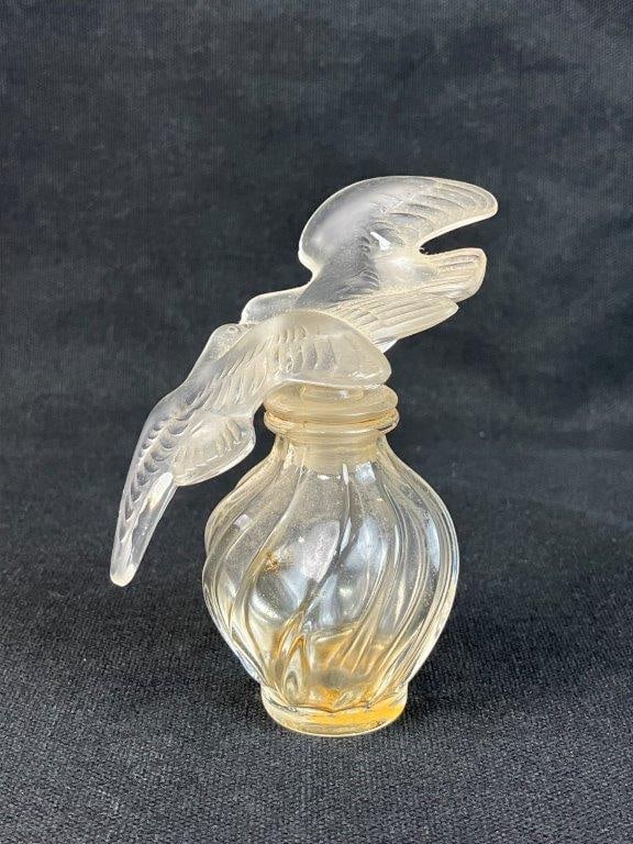 Signed Lalique Art Glass Dove Perfume Bottle - 3