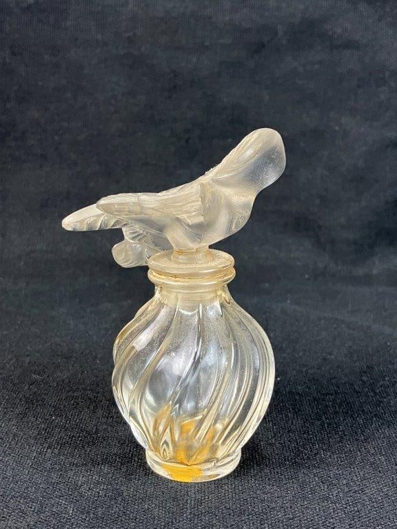 Signed Lalique Art Glass Dove Perfume Bottle - 4